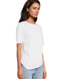 Half Sleeve Side Pleats Asymmetric Hem Top