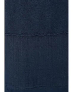 Half Sleeve V-neck Mix Media Top