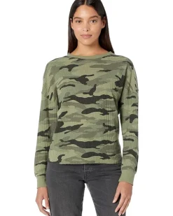 Hallie Camo Waffle Drop Shoulder Crew Neck Tee