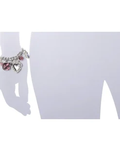 Iconic Amethyst Heart Multi Charm Toggle Bracelet