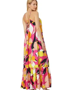 Ikella Strappy Linen Maxi Dress with Pleat Detail