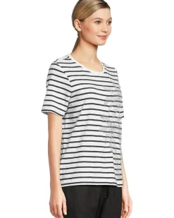 Indigo Palms Stripe Lux Tee