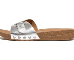 Iqushion Adjustable Buckle Metallic-Leather Slides