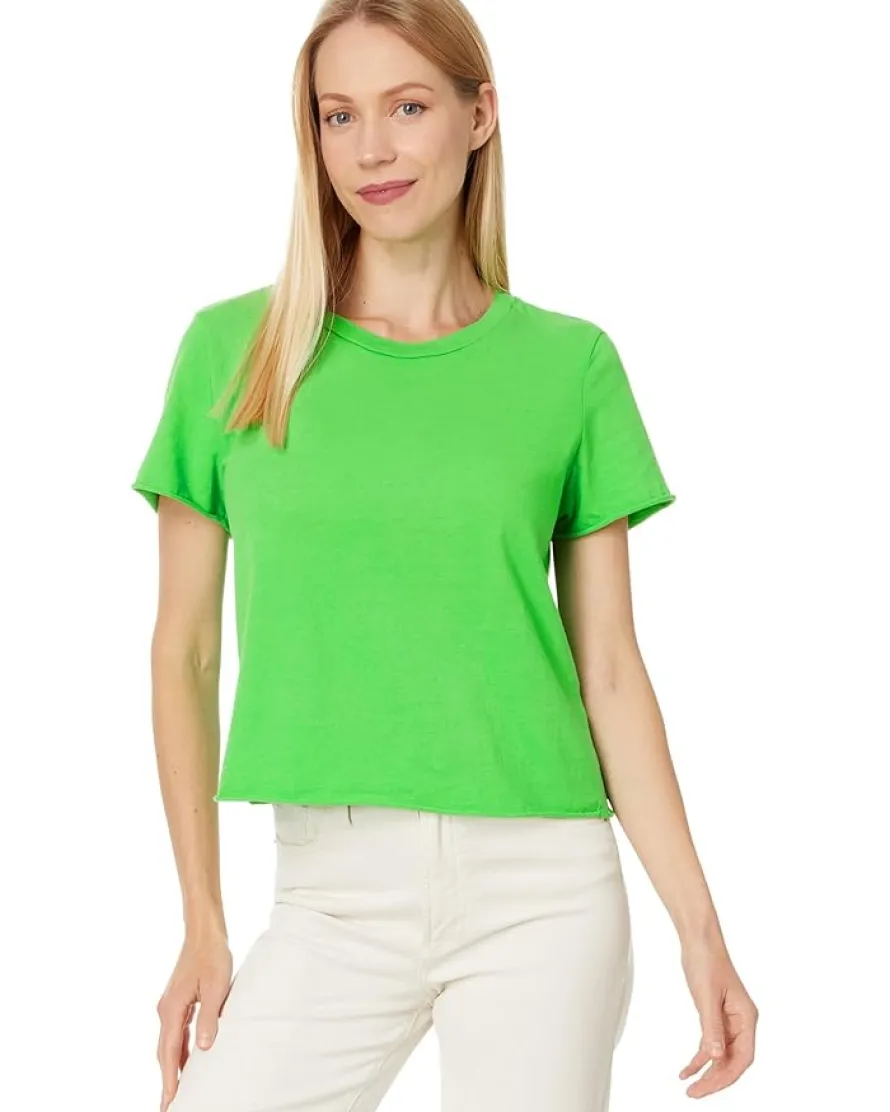 Jackie Raw Edge Crew Neck Tee