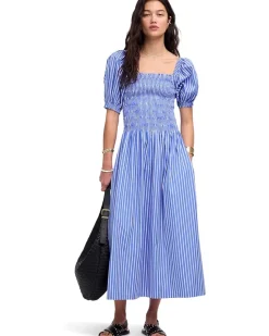 Juliette Puff Sleeve Midi Dress Stripe
