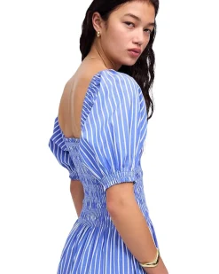 Juliette Puff Sleeve Midi Dress Stripe