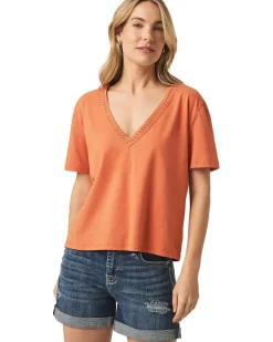 Kacey Crochet V-Neck Tee