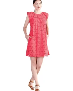 Kaia Eyelet Dress - Rouge Red