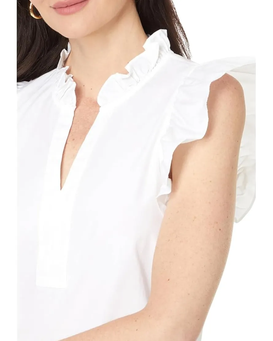 Klaudie Ruffle Sleeve Cotton Top