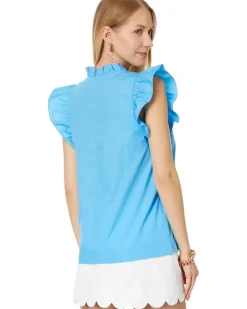 Klaudie Ruffle Sleeve Cotton Top