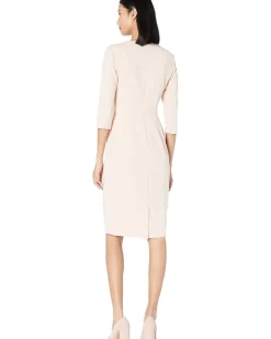 Knit Crepe Tie Waist Sheath Dress