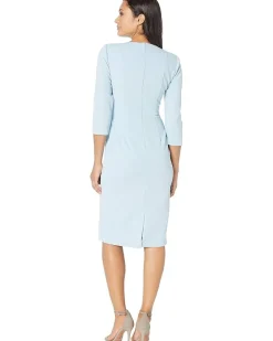 Knit Crepe Tie Waist Sheath Dress