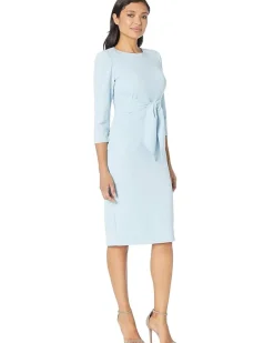 Knit Crepe Tie Waist Sheath Dress