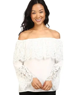 Lace Bell Sleeve Off Shoulder Blouse