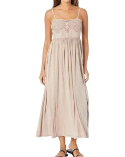 Lace Button Front Midi Dress