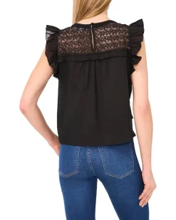 Lace Inset Ruffle Detail Top