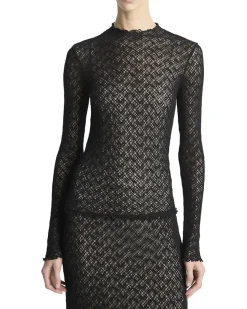 Lace Long Sleeve Mock Neck
