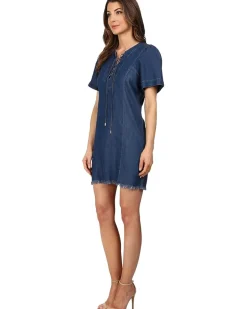 Lace-Up Denim Dress