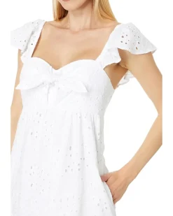 Lantana Flutter Sleeve Eyelet Midi Dress