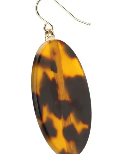 Large Oval Tortoise Disc Earrings w/Center Pave