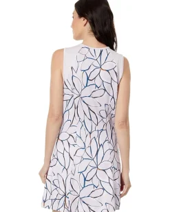Linear Floral Sleeveless Dress