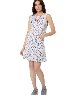 Linear Floral Sleeveless Dress