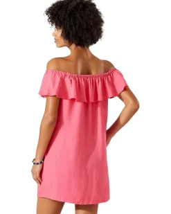 Linen Dye Off-the-Shoulder Dress Cover-Up