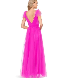 Long Mesh V-Neck Ballgown