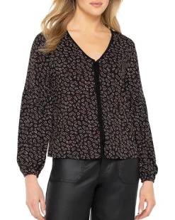 Long Sleeve Button Front Knit Top