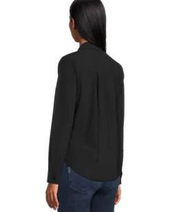 Long Sleeve Collared Zip Front Knit Shirt