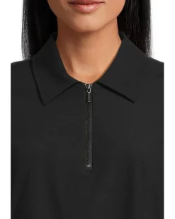 Long Sleeve Collared Zip Front Knit Shirt