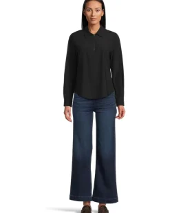 Long Sleeve Collared Zip Front Knit Shirt