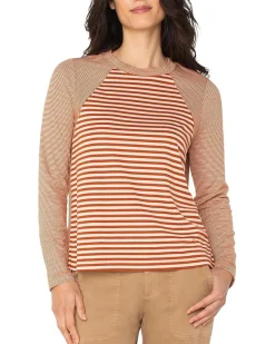 Long Sleeve Crew Neck Knit Top with Seaming
