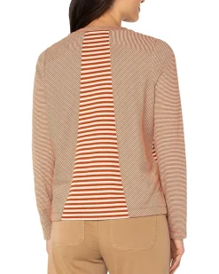 Long Sleeve Crew Neck Knit Top with Seaming