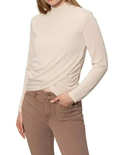 Long Sleeve Draped Mock Neck