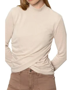 Long Sleeve Draped Mock Neck