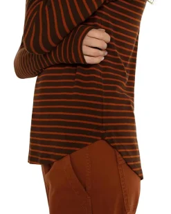 Long Sleeve Drop Shoulder Scoop Neck Rib Knit Top