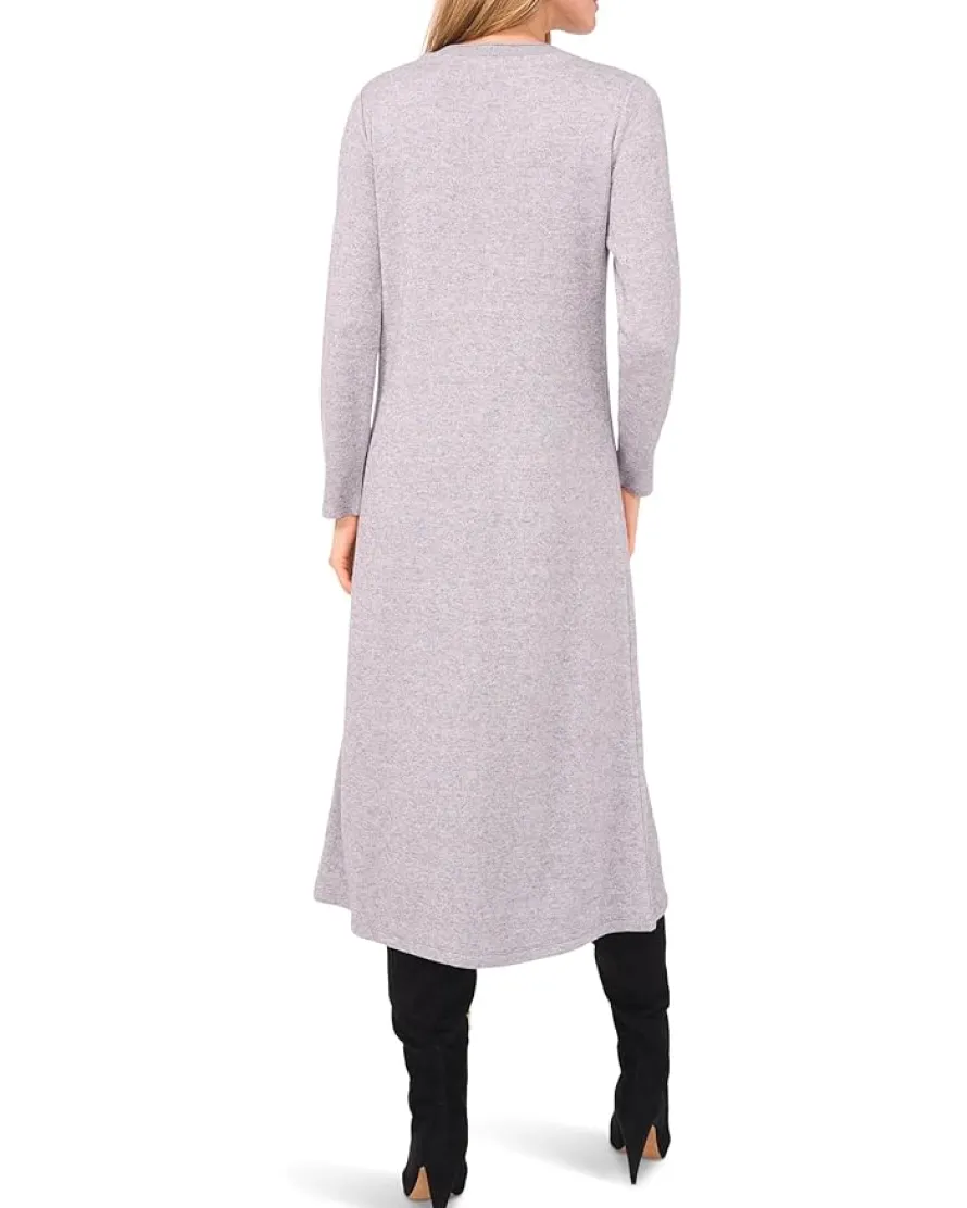 Long Sleeve Midi Dress With Rib Trim