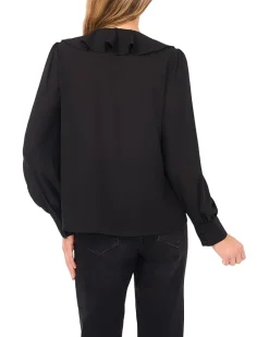 Long Sleeve Ruffle Tie Neck Top