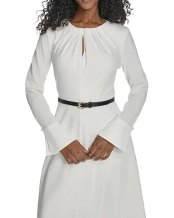 Long Sleeve Scuba Crepe Belted Alne