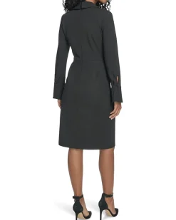 Long Sleeve Scuba Crepe Twist Front Sheath