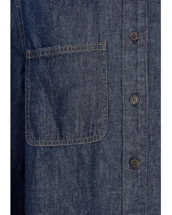 Long Sleeve Sculptural Sleeve Top In Rinse Wash