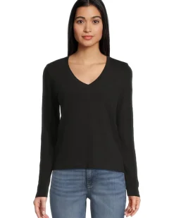 Long Sleeve Self Trim V-neck