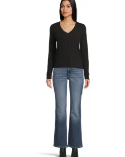 Long Sleeve Self Trim V-neck