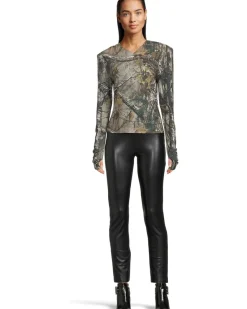 Long Sleeve Shoulder Pad V-Neck Top