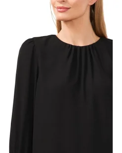 Long Sleeve Smocked Cuff Ruffle Blouse