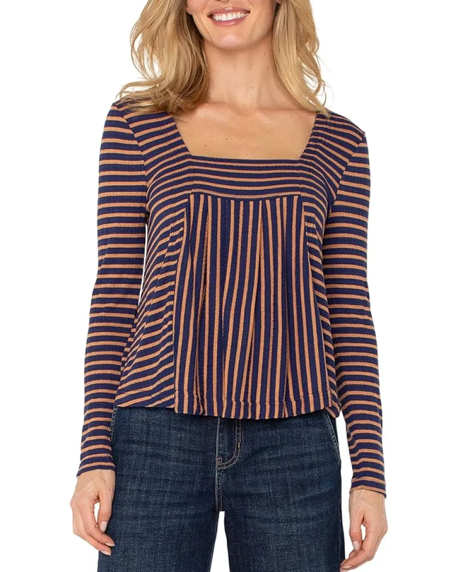 Long Sleeve Square Neck Knit Top