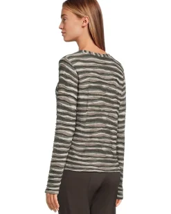 Long Sleeve Stripe V-neck Knit Top