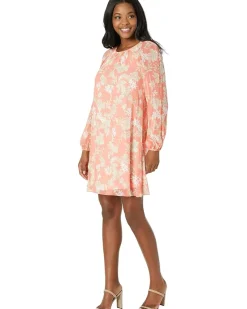 Long Sleeve Sussex Floral Chiffon Trapeze