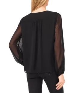 Long Sleeve Tie Neck Top